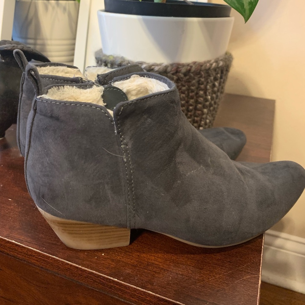 Grey Suede Sherpa Lined Booties